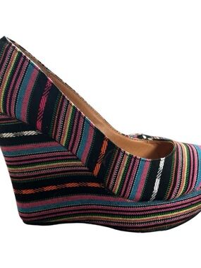 Y2K TOP Moda Multicolor Striped Wedge Pumps